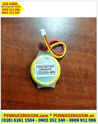 Pin CMOS CR2450-WR (Dây cắm), Pin CMOS lithium 3v Panasonic CR2450-WR, Xuất xứ Indonesia